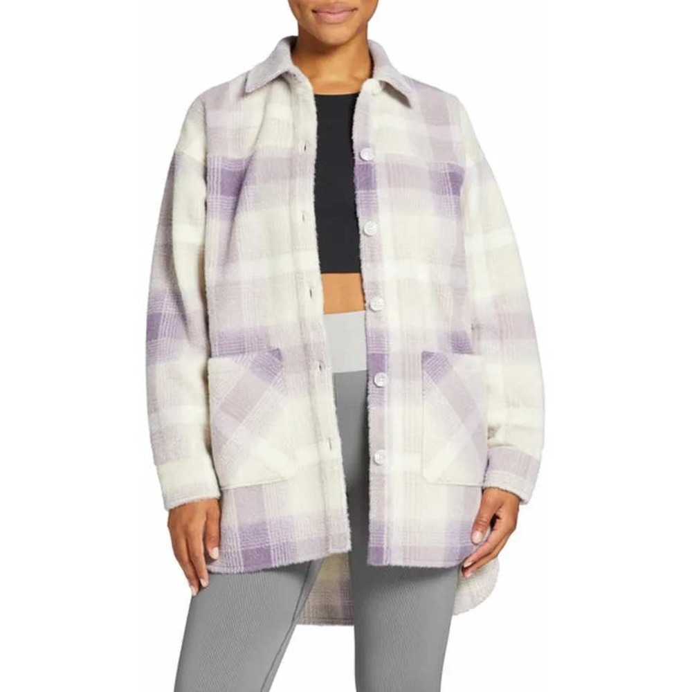 DSG Twitch x Allison Plaid Long Sleeve Shirt Jacket‎ Women's Size M Purple Cream